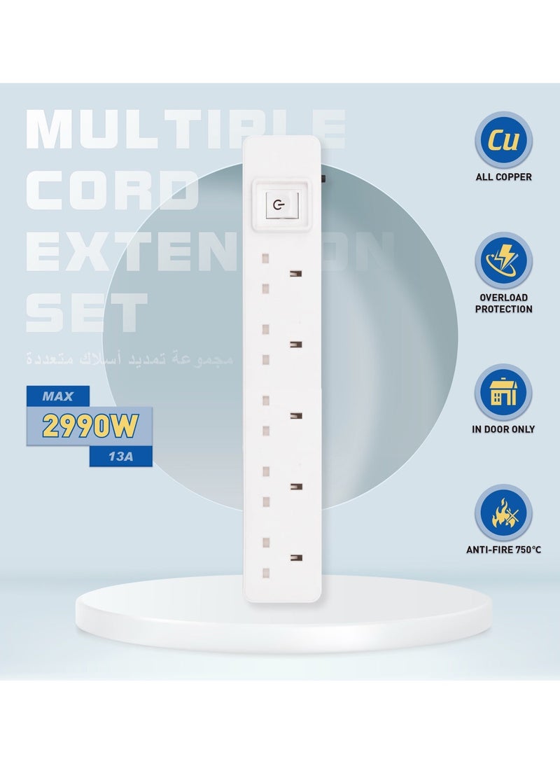 MOVAL 5-Socket Power Extension Cord 5m – All Copper, 2990W, Overload Protection, Anti-Fire Design - Image 2